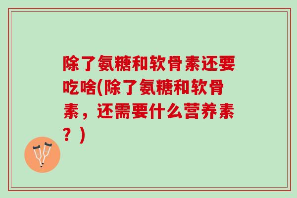 除了氨糖和软骨素还要吃啥(除了氨糖和软骨素，还需要什么营养素？)