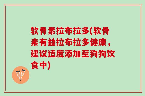 软骨素拉布拉多(软骨素有益拉布拉多健康，建议适度添加至狗狗饮食中)