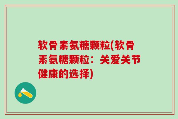 软骨素氨糖颗粒(软骨素氨糖颗粒：关爱关节健康的选择)