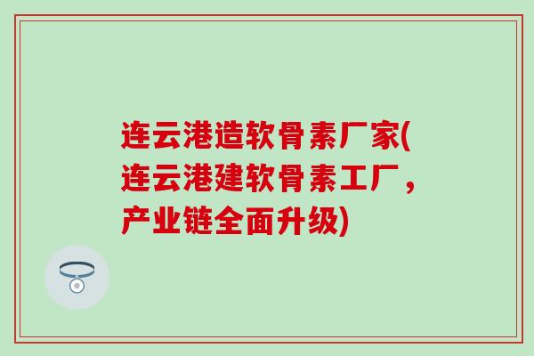 连云港造软骨素厂家(连云港建软骨素工厂，产业链全面升级)