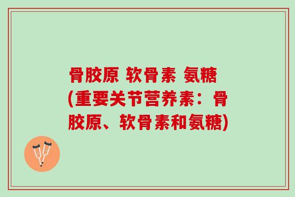 骨胶原 软骨素 氨糖(重要关节营养素：骨胶原、软骨素和氨糖)
