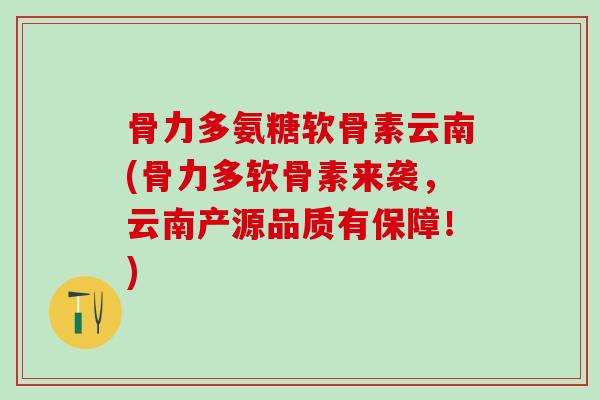 骨力多氨糖软骨素云南(骨力多软骨素来袭，云南产源品质有保障！)