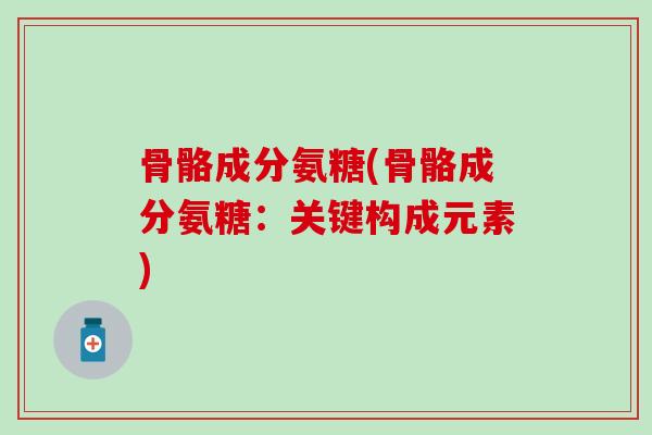 骨骼成分氨糖(骨骼成分氨糖：关键构成元素)