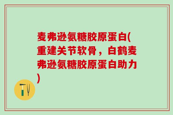 麦弗逊氨糖胶原蛋白(重建关节软骨,白鹤麦弗逊氨糖胶原蛋白助力) 麦弗逊氨糖胶原蛋白(重建关节软骨,白鹤麦弗逊氨糖胶原蛋白助力)