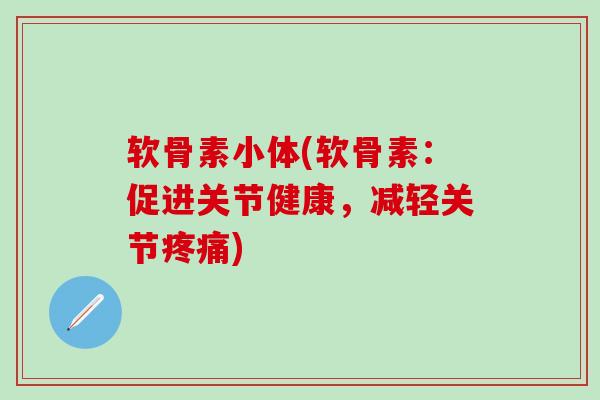 软骨素小体(软骨素：促进关节健康，减轻关节)