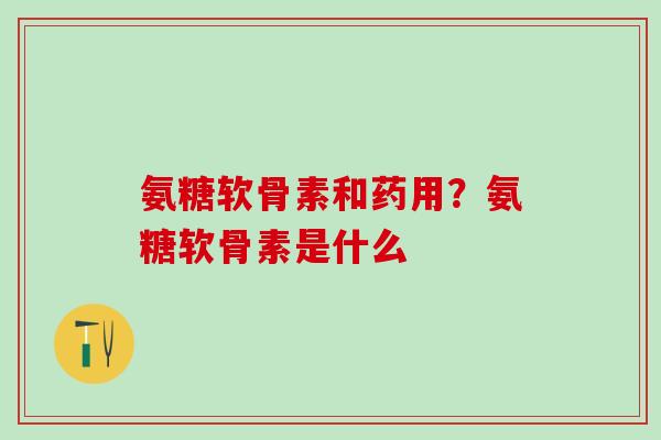 氨糖软骨素和药用？氨糖软骨素是什么