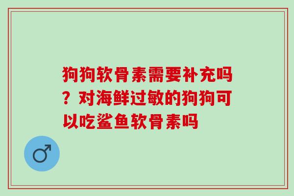 狗狗软骨素需要补充吗？对海鲜过敏的狗狗可以吃鲨鱼软骨素吗