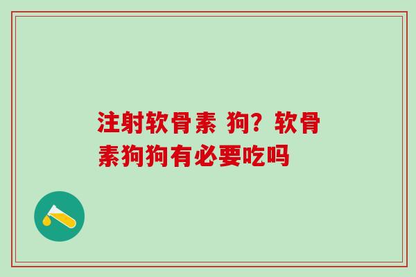 注射软骨素 狗？软骨素狗狗有必要吃吗