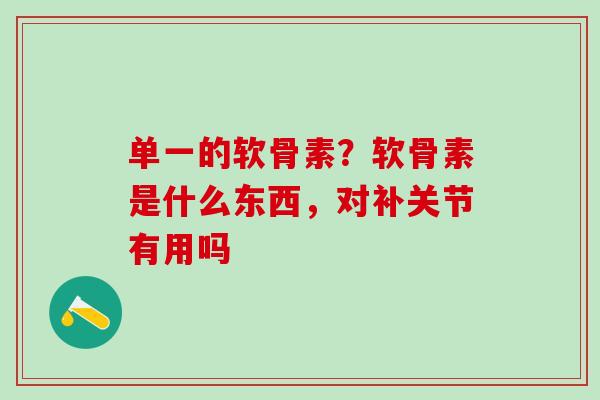 单一的软骨素？软骨素是什么东西，对补关节有用吗