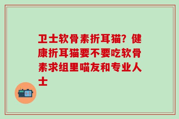 卫士软骨素折耳猫？健康折耳猫要不要吃软骨素求组里喵友和专业人士