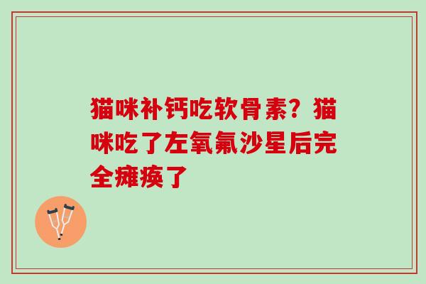 猫咪补钙吃软骨素？猫咪吃了左氧氟沙星后完全瘫痪了
