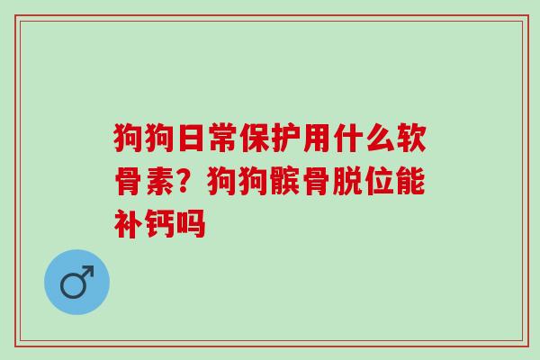 狗狗日常保护用什么软骨素？狗狗髌骨脱位能补钙吗