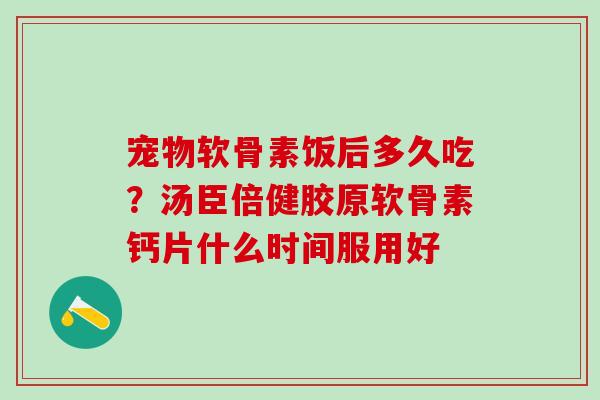 宠物软骨素饭后多久吃?汤臣倍健胶原软骨素钙片什么时间服用好 宠物软骨素饭后多久吃?汤臣倍健胶原软骨素钙片什么时间服用好