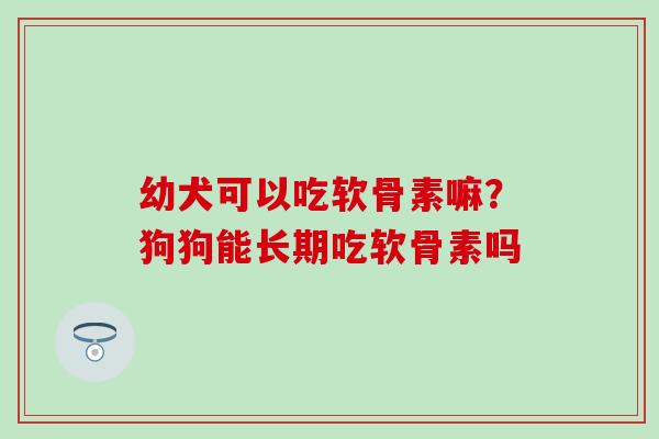 幼犬可以吃软骨素嘛？狗狗能长期吃软骨素吗