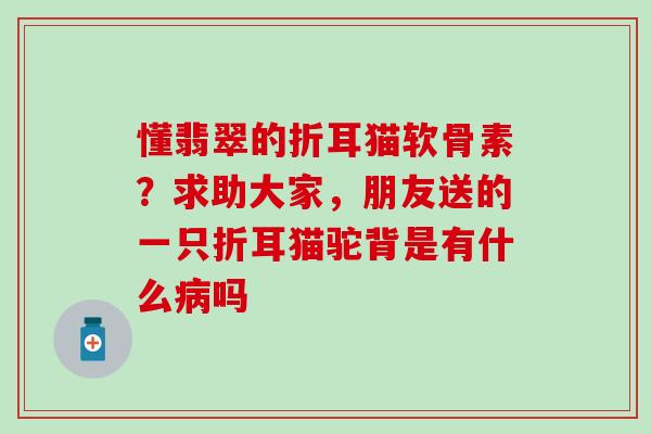 懂翡翠的折耳猫软骨素？求助大家，朋友送的一只折耳猫驼背是有什么病吗