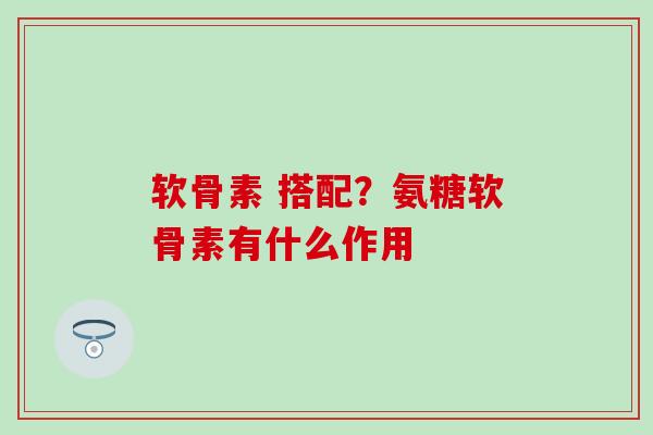 软骨素 搭配？氨糖软骨素有什么作用
