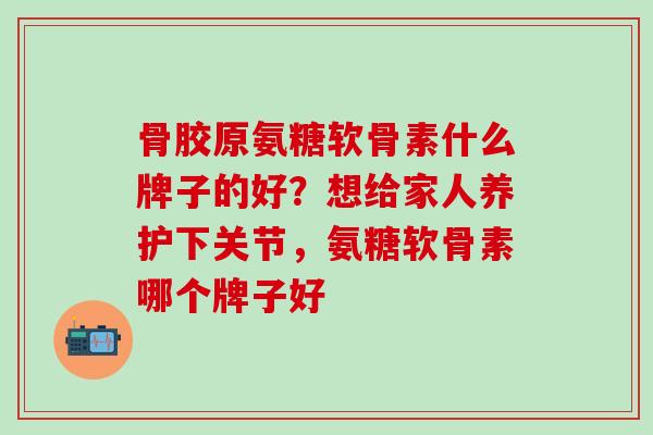骨胶原氨糖软骨素什么牌子的好？想给家人养护下关节，氨糖软骨素哪个牌子好