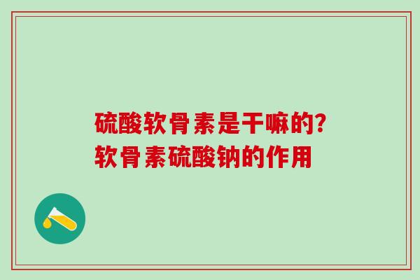硫酸软骨素是干嘛的?软骨素硫酸钠的作用 硫酸软骨素是干嘛的?软骨素硫酸钠的作用