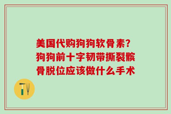 美国代购狗狗软骨素？狗狗前十字韧带撕裂髌骨脱位应该做什么手术