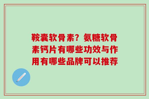 鞍囊软骨素？氨糖软骨素钙片有哪些功效与作用有哪些品牌可以推荐