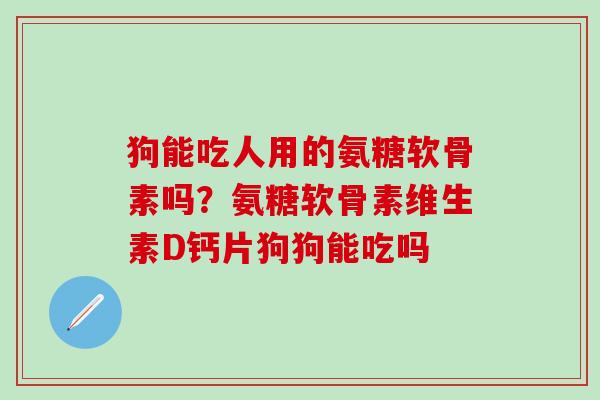 狗能吃人用的氨糖软骨素吗？氨糖软骨素维生素D钙片狗狗能吃吗