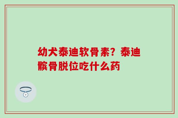 幼犬泰迪软骨素？泰迪髌骨脱位吃什么药