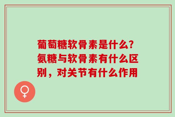 葡萄糖软骨素是什么？氨糖与软骨素有什么区别，对关节有什么作用