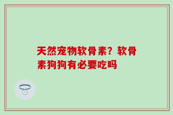 天然宠物软骨素？软骨素狗狗有必要吃吗
