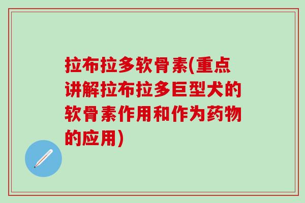 拉布拉多软骨素(重点讲解拉布拉多巨型犬的软骨素作用和作为的应用)
