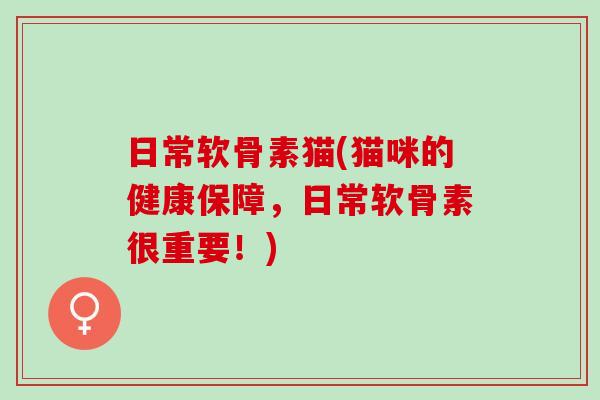 日常软骨素猫(猫咪的健康保障，日常软骨素很重要！)