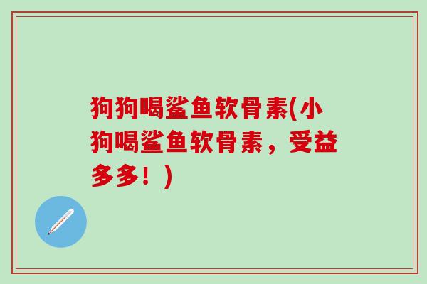 狗狗喝鲨鱼软骨素(小狗喝鲨鱼软骨素，受益多多！)