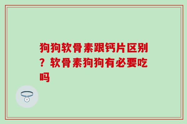 狗狗软骨素跟钙片区别？软骨素狗狗有必要吃吗