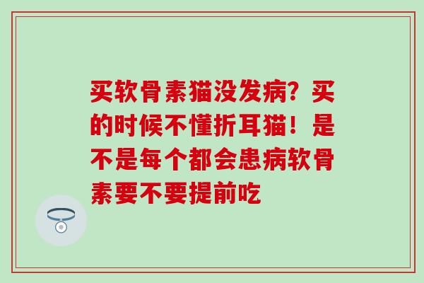 买软骨素猫没发病？买的时候不懂折耳猫！是不是每个都会患病软骨素要不要提前吃
