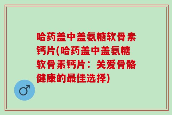 哈药盖中盖氨糖软骨素钙片(哈药盖中盖氨糖软骨素钙片：关爱骨骼健康的最佳选择)