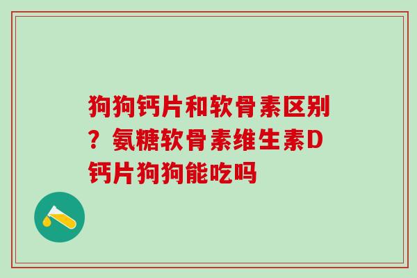 狗狗钙片和软骨素区别？氨糖软骨素维生素D钙片狗狗能吃吗