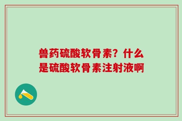 兽药硫酸软骨素？什么是硫酸软骨素注射液啊