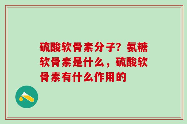 硫酸软骨素分子？氨糖软骨素是什么，硫酸软骨素有什么作用的