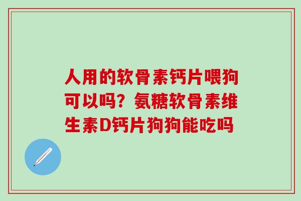 人用的软骨素钙片喂狗可以吗？氨糖软骨素维生素D钙片狗狗能吃吗