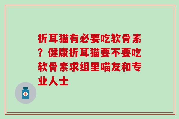 折耳猫有必要吃软骨素？健康折耳猫要不要吃软骨素求组里喵友和专业人士