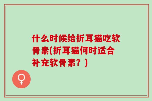 什么时候给折耳猫吃软骨素(折耳猫何时适合补充软骨素？)