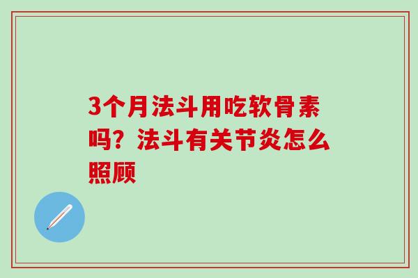 3个月法斗用吃软骨素吗？法斗有怎么照顾