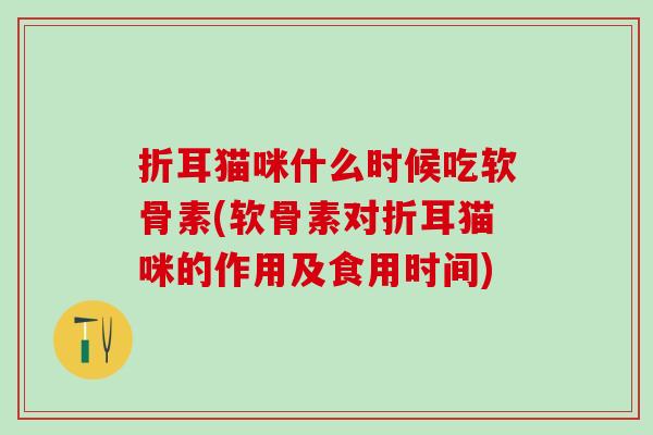折耳猫咪什么时候吃软骨素(软骨素对折耳猫咪的作用及食用时间)