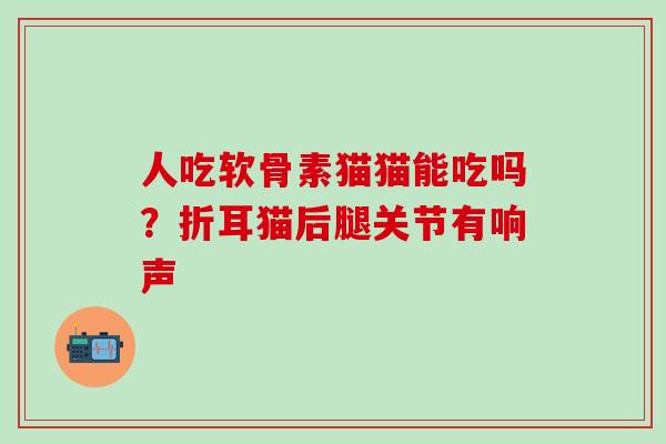 人吃软骨素猫猫能吃吗？折耳猫后腿关节有响声