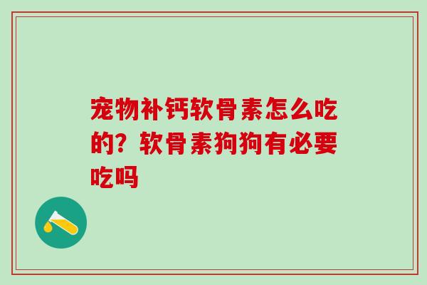 宠物补钙软骨素怎么吃的？软骨素狗狗有必要吃吗