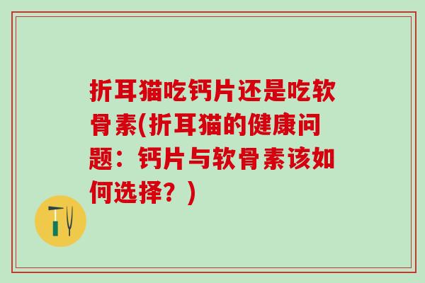 折耳猫吃钙片还是吃软骨素(折耳猫的健康问题：钙片与软骨素该如何选择？)