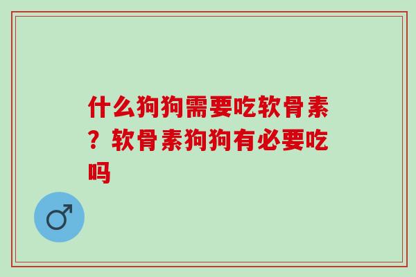 什么狗狗需要吃软骨素？软骨素狗狗有必要吃吗