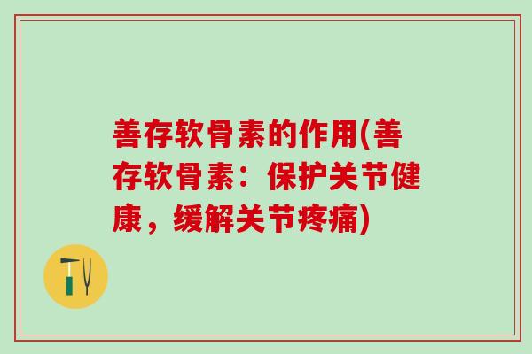 善存软骨素的作用(善存软骨素：保护关节健康，缓解关节疼痛)