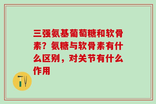 三强氨基葡萄糖和软骨素？氨糖与软骨素有什么区别，对关节有什么作用