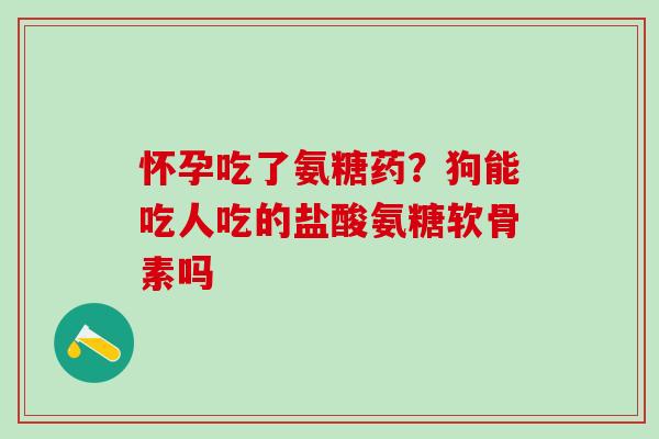 怀孕吃了氨糖药？狗能吃人吃的盐酸氨糖软骨素吗