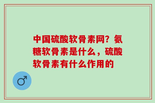 中国硫酸软骨素网？氨糖软骨素是什么，硫酸软骨素有什么作用的